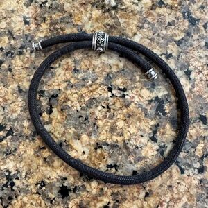 David Yurman Adjustable Black Braided Cord Bracelet with Silver Accents